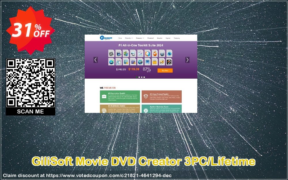 GiliSoft Movie DVD Creator 3PC/Lifetime Coupon Code Apr 2024, 31% OFF - VotedCoupon