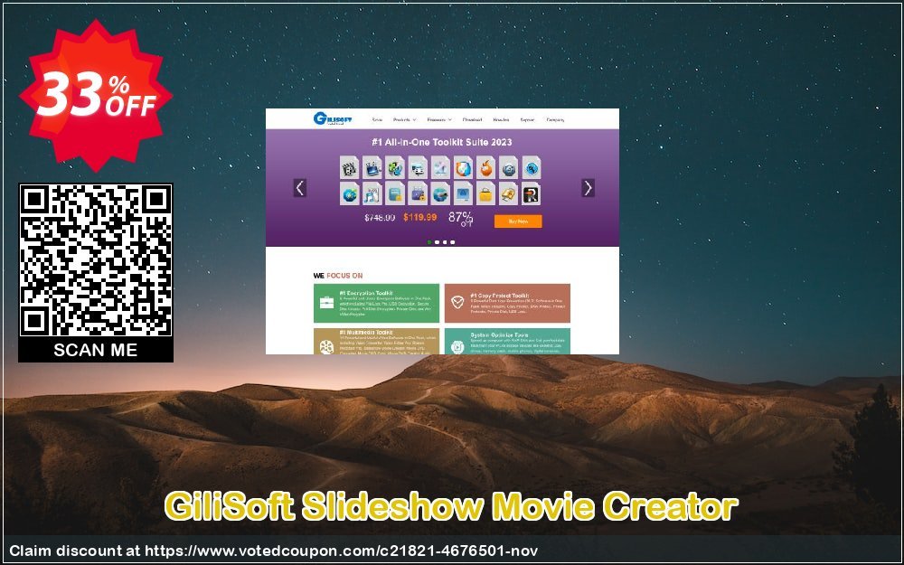 GiliSoft Slideshow Movie Creator Coupon, discount Slideshow Movie Creator - 1 PC / 1 Year free update stirring discounts code 2024. Promotion: stirring discounts code of Slideshow Movie Creator - 1 PC / 1 Year free update 2024