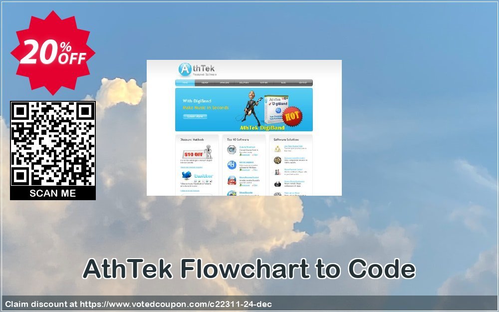 AthTek Flowchart to Code Coupon, discount CRM Service. Promotion: 20% OFF