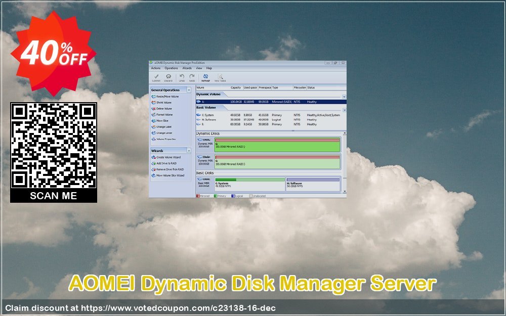 AOMEI Dynamic Disk Manager Server Coupon, discount All Product for users 20% Off. Promotion: 