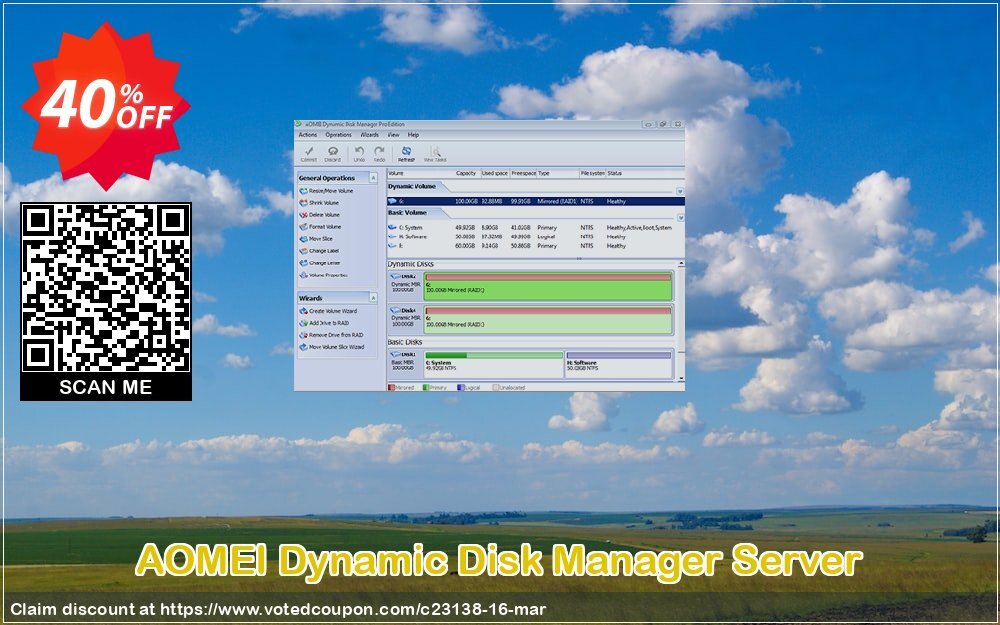 AOMEI Dynamic Disk Manager Server Coupon, discount All Product for users 20% Off. Promotion: 