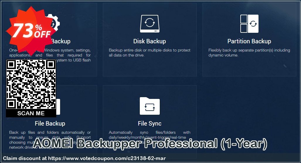 AOMEI Backupper Professional, 1-Year  voted-on promotion codes
