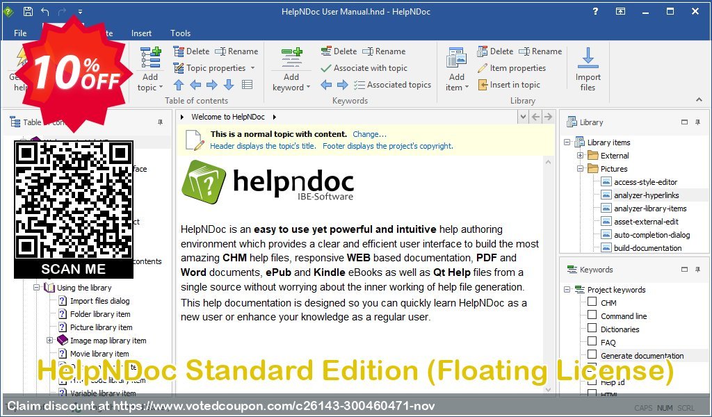 HelpNDoc Standard Edition, Floating Plan  Coupon, discount Coupon code HelpNDoc Standard Edition (Floating License). Promotion: HelpNDoc Standard Edition (Floating License) Exclusive offer 
