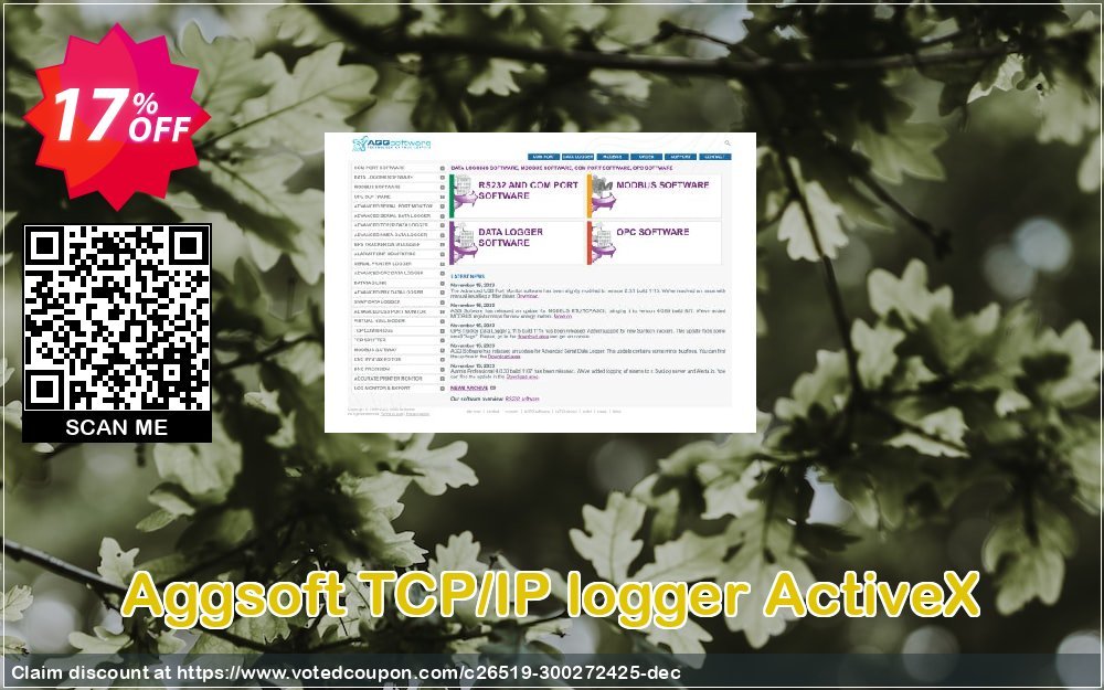 Aggsoft TCP/IP logger ActiveX Coupon, discount Promotion code TCP/IP logger ActiveX. Promotion: Offer TCP/IP logger ActiveX special discount 
