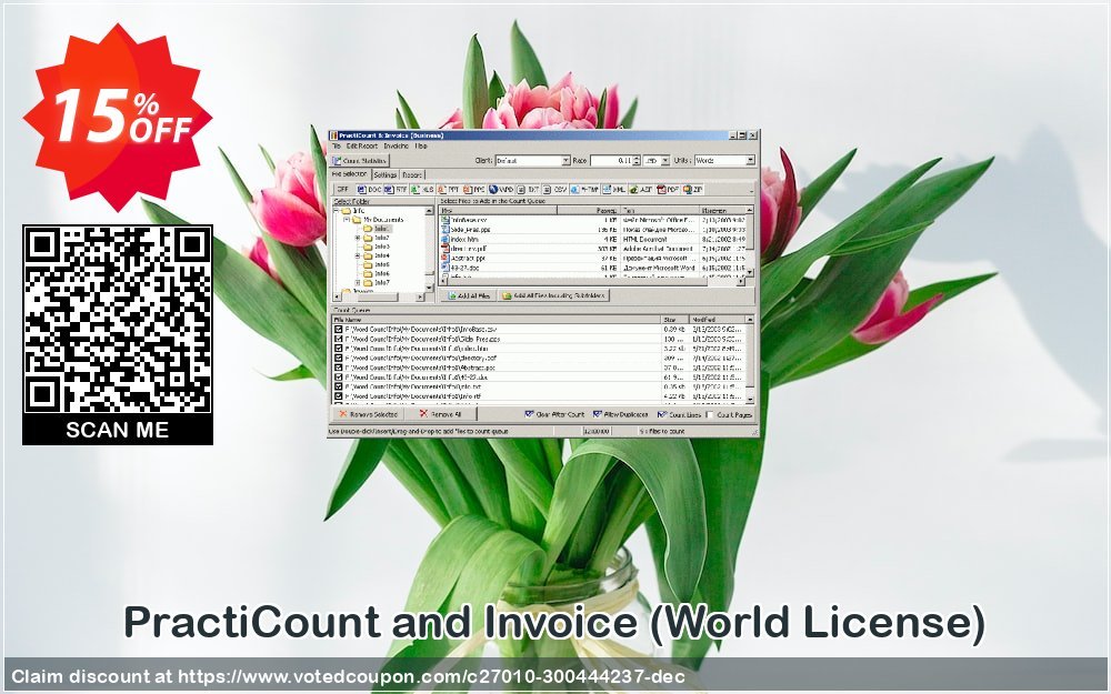 PractiCount and Invoice, World Plan  Coupon, discount Coupon code PractiCount and Invoice (Standard Edition - World License) - 15% OFF. Promotion: PractiCount and Invoice (Standard Edition - World License) - 15% OFF offer from Practiline