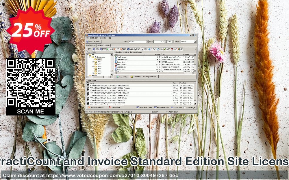PractiCount and Invoice Standard Edition Site Plan Coupon, discount Coupon code PractiCount and Invoice (Standard Edition - Site License) - 25% OFF. Promotion: PractiCount and Invoice (Standard Edition - Site License) - 25% OFF offer from Practiline