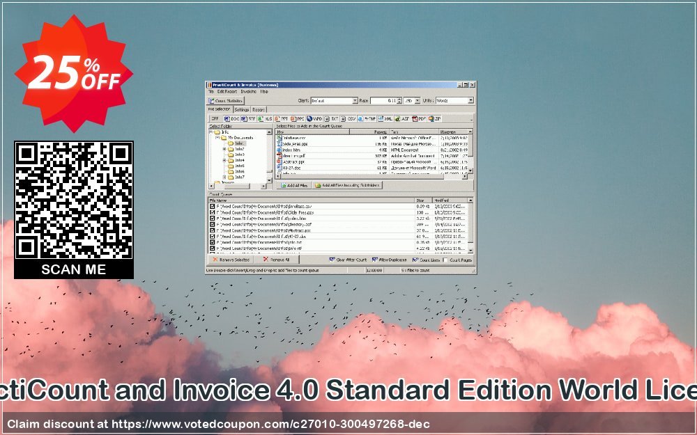 PractiCount and Invoice 4.0 Standard Edition World Plan Coupon, discount Coupon code PractiCount and Invoice (Standard Edition - World License) - 25% OFF. Promotion: PractiCount and Invoice (Standard Edition - World License) - 25% OFF offer from Practiline