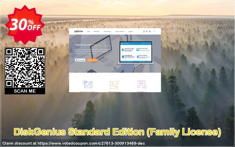 DiskGenius Standard Edition, Family Plan  Coupon, discount 30%off P. Promotion: One sale OFF