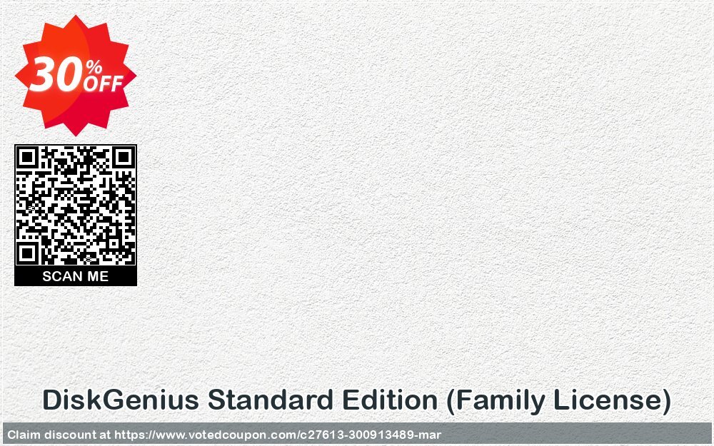 DiskGenius Standard Edition, Family Plan  Coupon, discount 30%off P. Promotion: One sale OFF