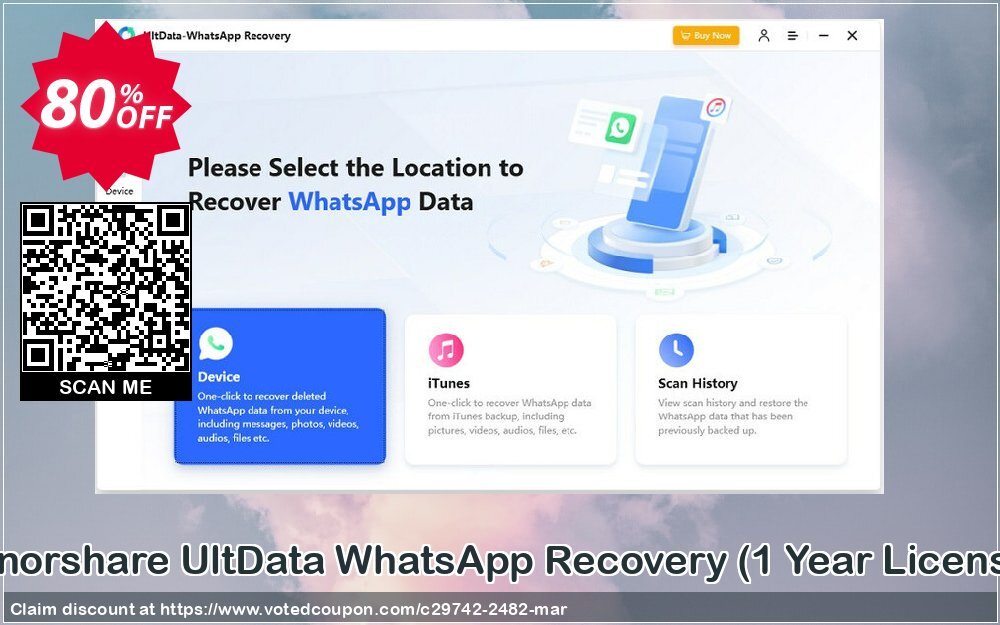 Tenorshare UltData WhatsApp Recovery, Yearly Plan  Coupon, discount 80% OFF Tenorshare UltData WhatsApp Recovery (1 Year License), verified. Promotion: Stunning promo code of Tenorshare UltData WhatsApp Recovery (1 Year License), tested & approved