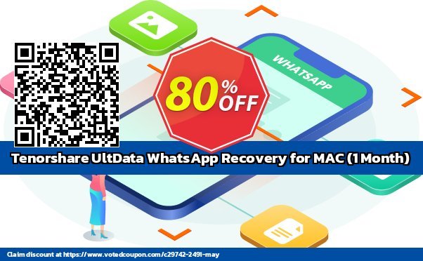 Get 80% OFF Tenorshare UltData WhatsApp Recovery for MAC, 1 Month Coupon