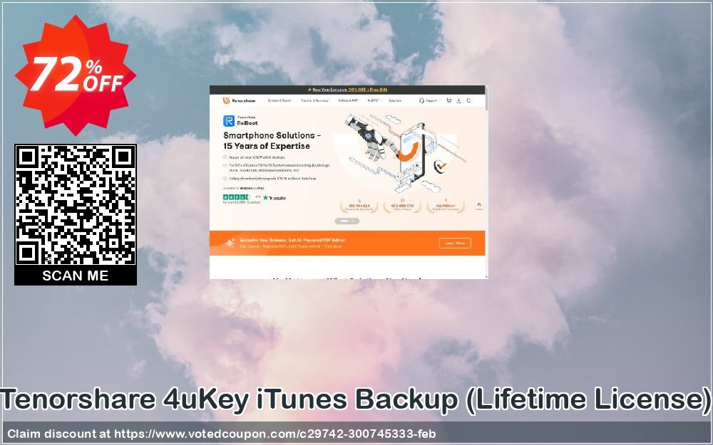 Tenorshare 4uKey iTunes Backup, Lifetime Plan  Coupon, discount discount. Promotion: coupon code