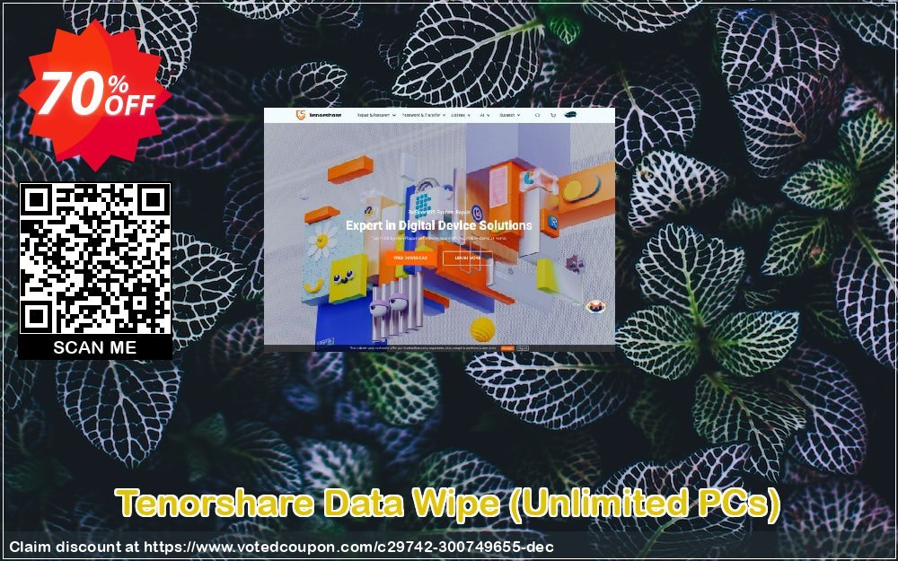 Tenorshare Data Wipe, Unlimited PCs  Coupon, discount discount. Promotion: coupon code