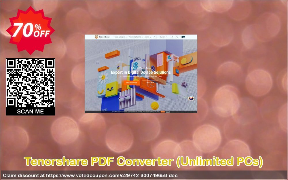 Tenorshare PDF Converter, Unlimited PCs  voted-on promotion codes