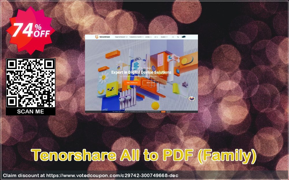 Tenorshare All to PDF, Family  Coupon, discount discount. Promotion: coupon code