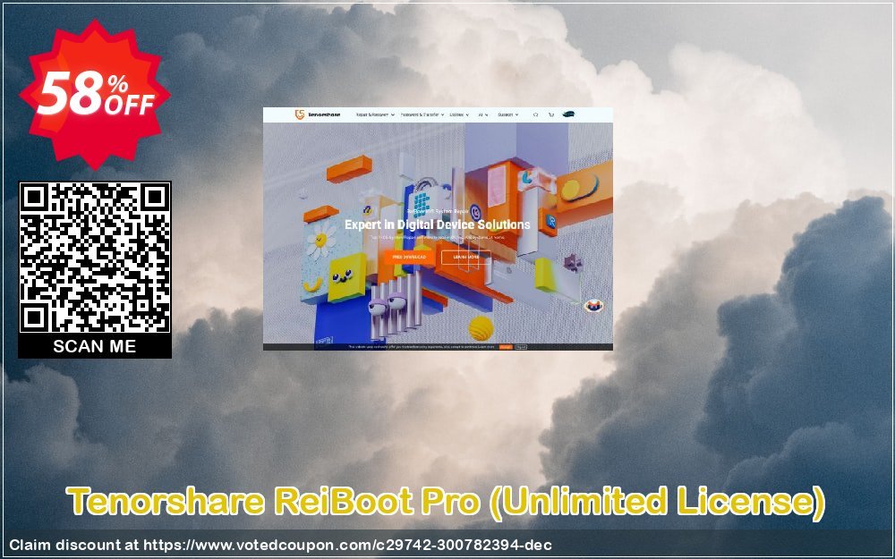 Get 58% OFF Tenorshare ReiBoot Pro, Unlimited License Coupon