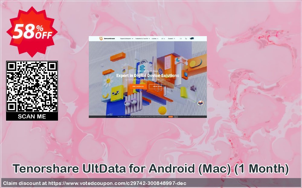 Tenorshare UltData for Android, MAC , Monthly  Coupon, discount Promotion code. Promotion: Offer discount