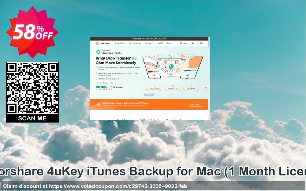 Tenorshare 4uKey iTunes Backup for MAC, Monthly Plan  Coupon Code May 2024, 58% OFF - VotedCoupon