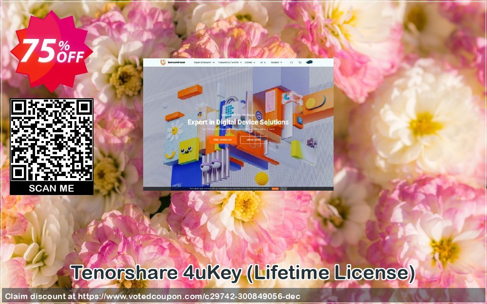 Tenorshare 4uKey, Lifetime Plan  Coupon Code Mar 2024, 75% OFF - VotedCoupon