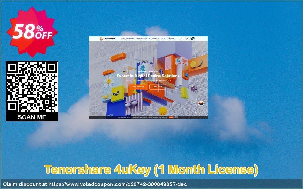 Tenorshare 4uKey, Monthly Plan  Coupon Code Dec 2023, 58% OFF - VotedCoupon