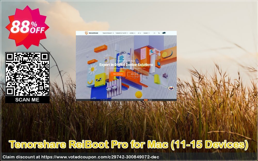 Get 88% OFF Tenorshare ReiBoot Pro for Mac, 11-15 Devices Coupon