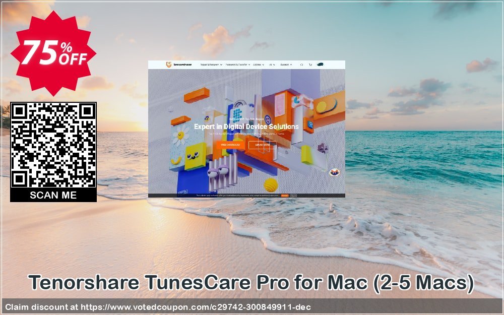 Tenorshare TunesCare Pro for MAC, 2-5 MACs  Coupon, discount discount. Promotion: coupon code