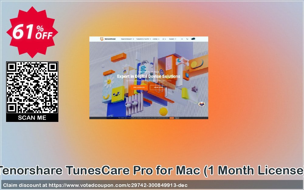 Tenorshare TunesCare Pro for MAC, Monthly Plan 