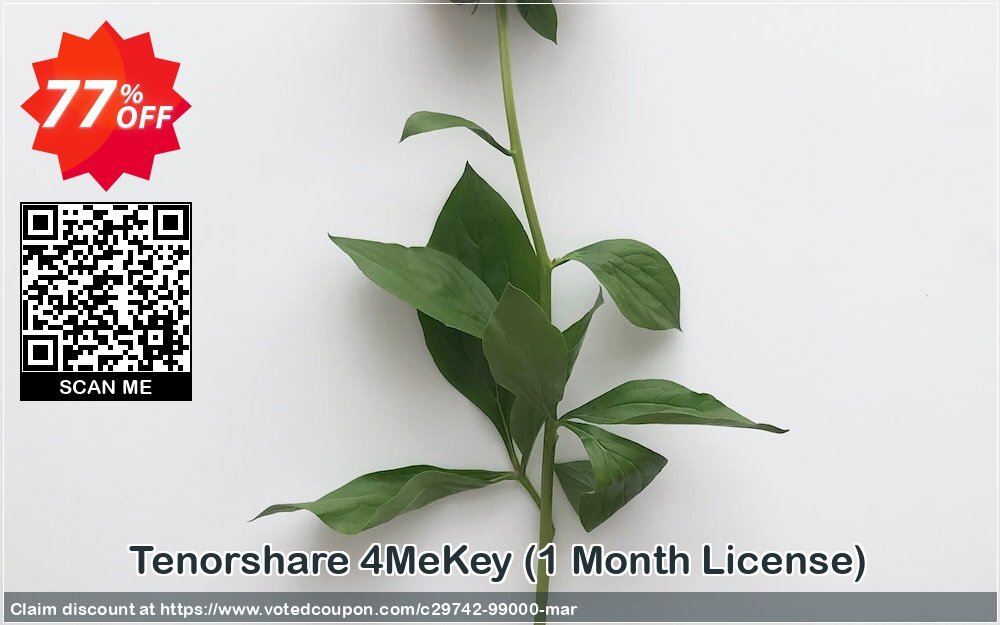 Tenorshare 4MeKey, Monthly Plan  Coupon, discount 77% OFF Tenorshare 4MeKey (1 Month License), verified. Promotion: Stunning promo code of Tenorshare 4MeKey (1 Month License), tested & approved