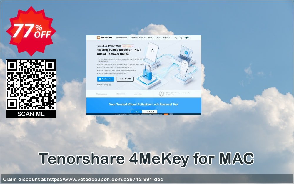 Tenorshare 4MeKey for MAC Coupon, discount 77% OFF Tenorshare 4MeKey for MAC, verified. Promotion: Stunning promo code of Tenorshare 4MeKey for MAC, tested & approved