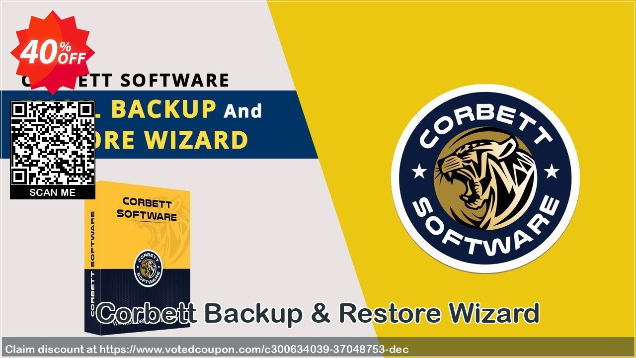 Corbett Backup & Restore Wizard Coupon, discount Corbett Discount New Year. Promotion: Hottest discount code of Corbett Backup & Restore Wizard - Personal License 2021