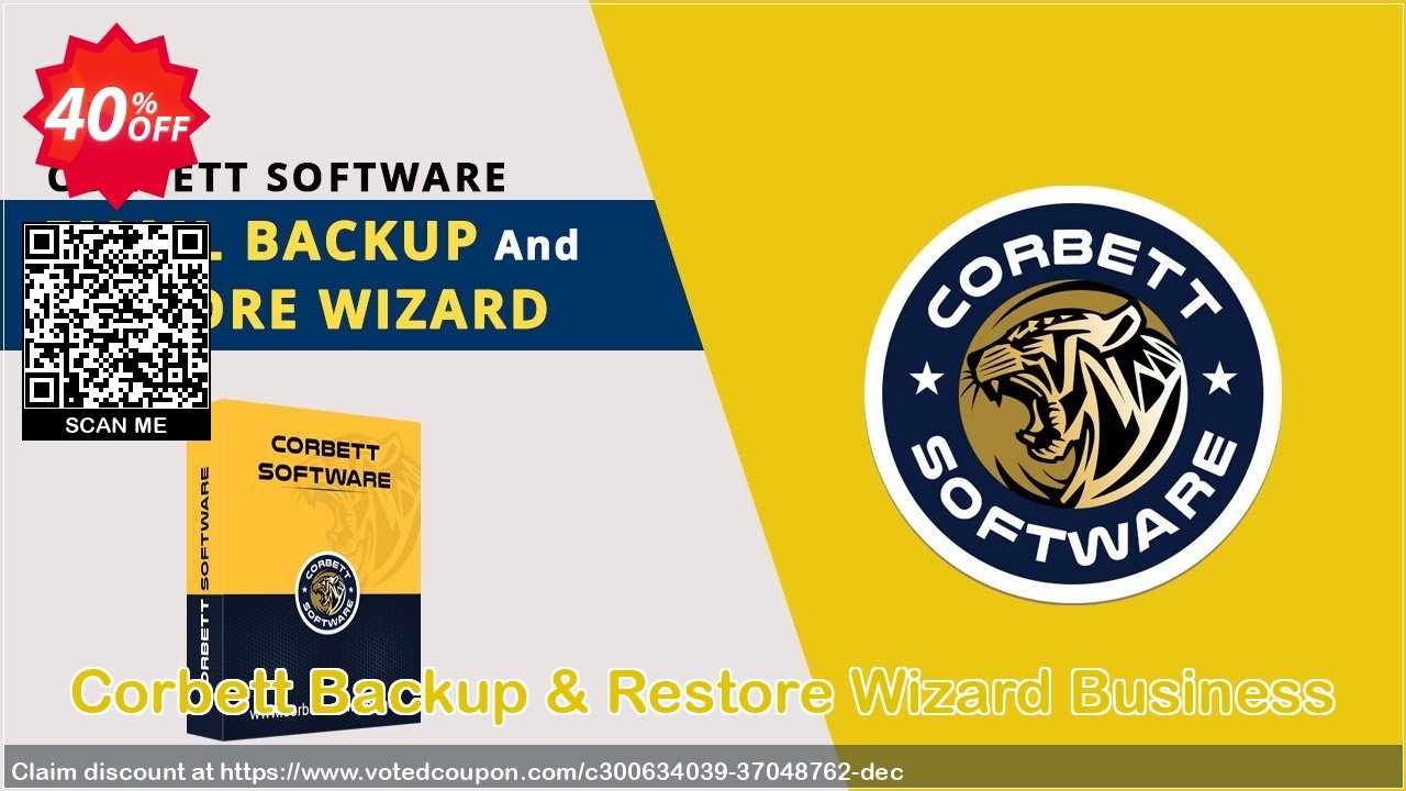 Corbett Backup & Restore Wizard Business Coupon, discount Corbett Discount New Year. Promotion: Stirring discounts code of Corbett Backup & Restore Wizard - Business License 2024
