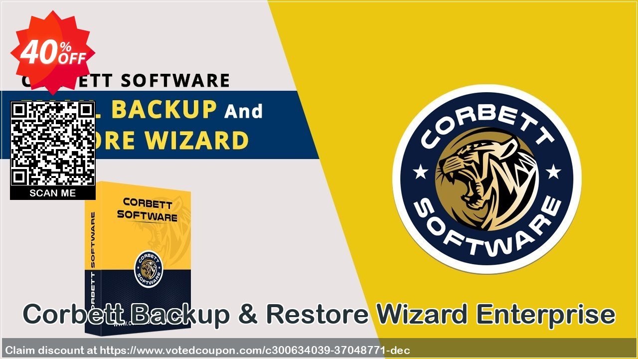 Corbett Backup & Restore Wizard Enterprise Coupon, discount Corbett Discount New Year. Promotion: Awful sales code of Corbett Backup & Restore Wizard - Enterprise License 2024