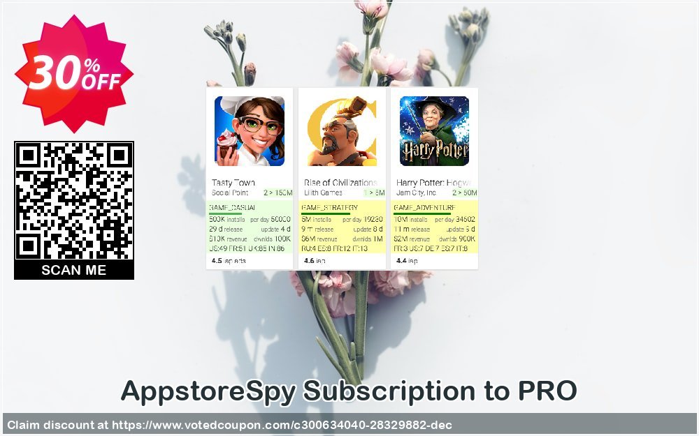 AppstoreSpy Subscription to PRO Coupon, discount BLACKFRIDAY. Promotion: Marvelous discount code of Subscription to Pro 2021
