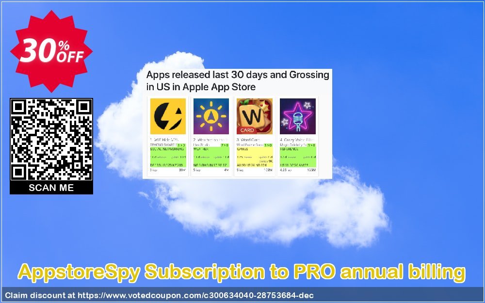 AppstoreSpy Subscription to PRO annual billing Coupon Code Apr 2024, 30% OFF - VotedCoupon