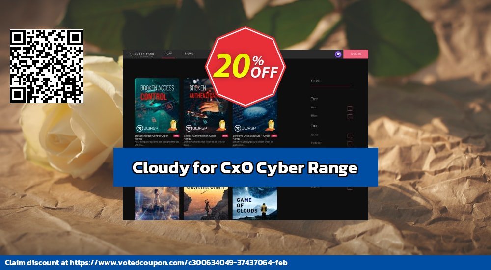 Cloudy for CxO Cyber Range Coupon, discount Cloudy for CxO Exclusive discount code 2023. Promotion: Exclusive discount code of Cloudy for CxO 2023