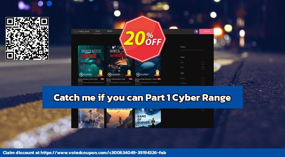 Catch me if you can Part 1 Cyber Range Coupon, discount Catch me if you can Part 1 Cyber Range Awful promotions code 2023. Promotion: Awful promotions code of Catch me if you can Part 1 Cyber Range 2023