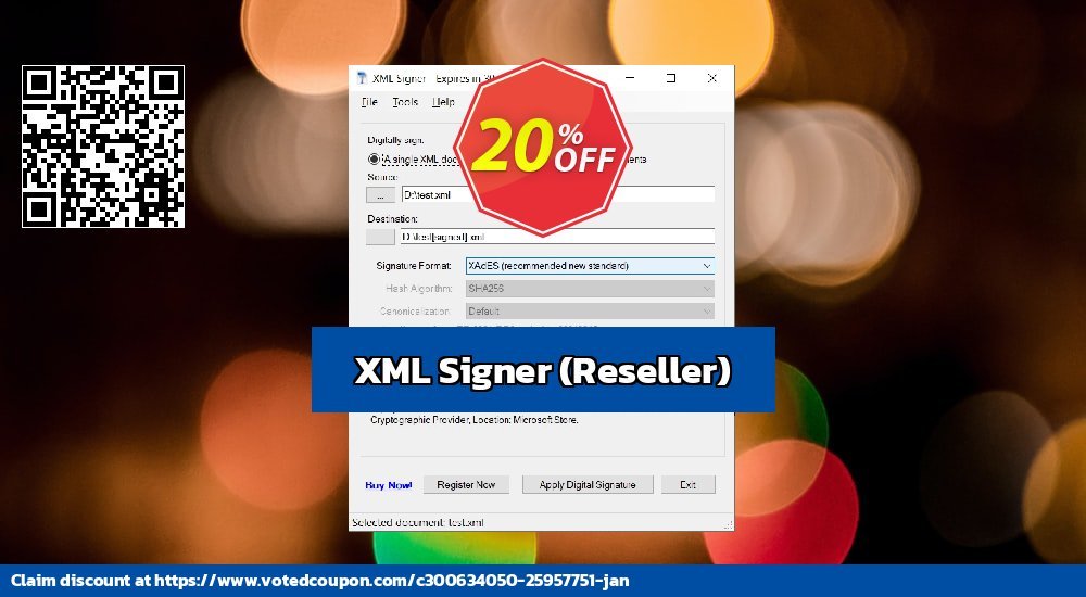 XML Signer, Reseller  Coupon, discount XML Signer (Reseller) Special sales code 2024. Promotion: Special sales code of XML Signer (Reseller) 2024