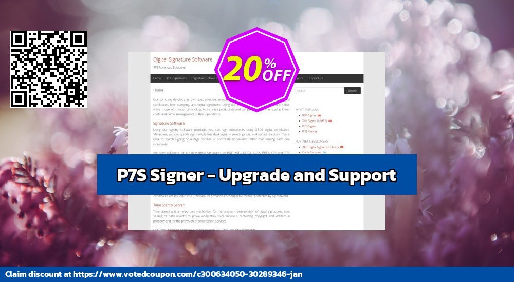 P7S Signer - Upgrade and Support Coupon, discount P7S Signer - Upgrade and Support Stunning offer code 2024. Promotion: Stunning offer code of P7S Signer - Upgrade and Support 2024