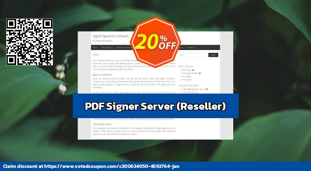 PDF Signer Server, Reseller  Coupon Code May 2024, 20% OFF - VotedCoupon