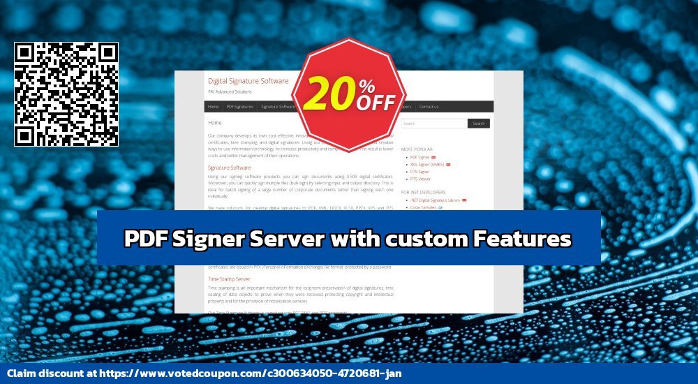 PDF Signer Server with custom Features voted-on promotion codes