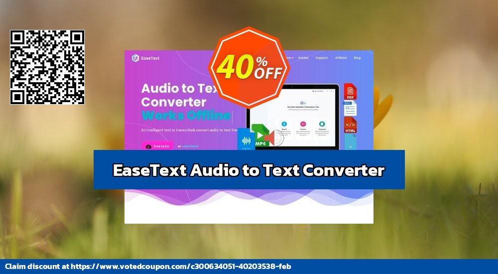 EaseText Audio to Text Converter Coupon, discount EaseText Audio to Text Converter for Windows (Personal Edition) Exclusive discount code 2024. Promotion: Exclusive discount code of EaseText Audio to Text Converter for Windows (Personal Edition) 2024