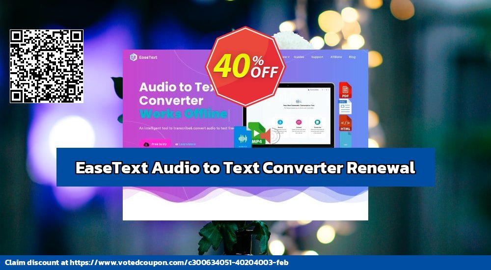 EaseText Audio to Text Converter Renewal Coupon Code May 2024, 40% OFF - VotedCoupon