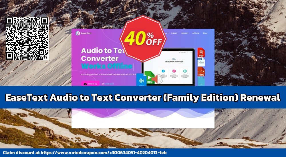 EaseText Audio to Text Converter, Family Edition Renewal Coupon, discount EaseText Audio to Text Converter for Windows (Family Edition) - Renewal Awful offer code 2023. Promotion: Awful offer code of EaseText Audio to Text Converter for Windows (Family Edition) - Renewal 2023