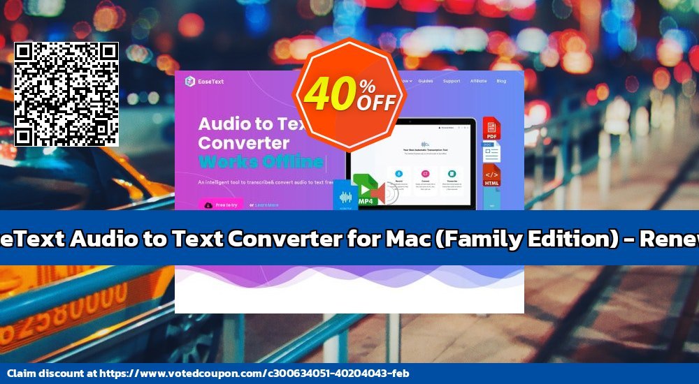 EaseText Audio to Text Converter for MAC, Family Edition - Renewal Coupon, discount EaseText Audio to Text Converter for Mac (Family Edition) - Renewal Special promo code 2024. Promotion: Special promo code of EaseText Audio to Text Converter for Mac (Family Edition) - Renewal 2024