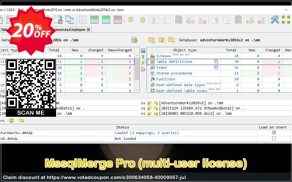 MssqlMerge Pro, multi-user Plan  voted-on promotion codes