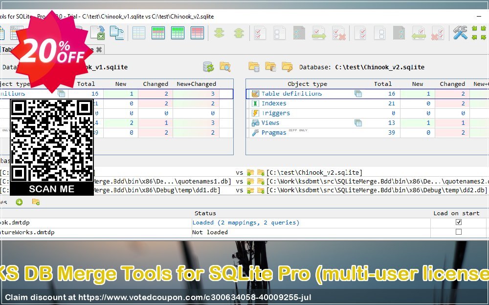 KS DB Merge Tools for SQLite Pro, multi-user Plan  Coupon Code May 2024, 20% OFF - VotedCoupon