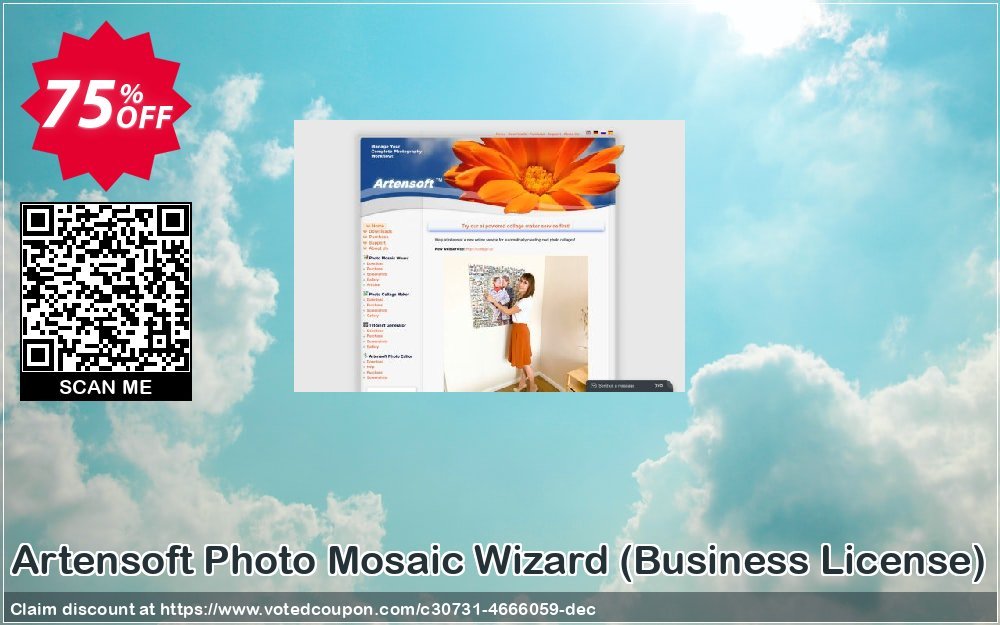 Artensoft Photo Mosaic Wizard, Business Plan  Coupon, discount discount 75%. Promotion: impressive deals code of Artensoft Photo Mosaic Wizard (Business License) 2024