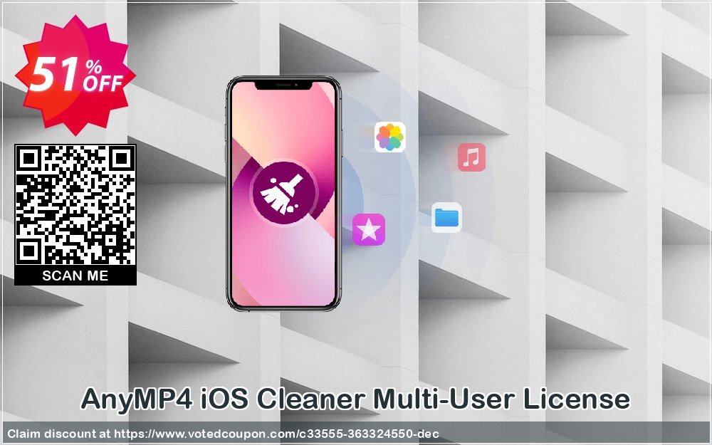 AnyMP4 iOS Cleaner Multi-User Plan Coupon, discount 50% OFF AnyMP4 iOS Cleaner 1 year License, verified. Promotion: Special offer code of AnyMP4 iOS Cleaner 1 year License, tested & approved