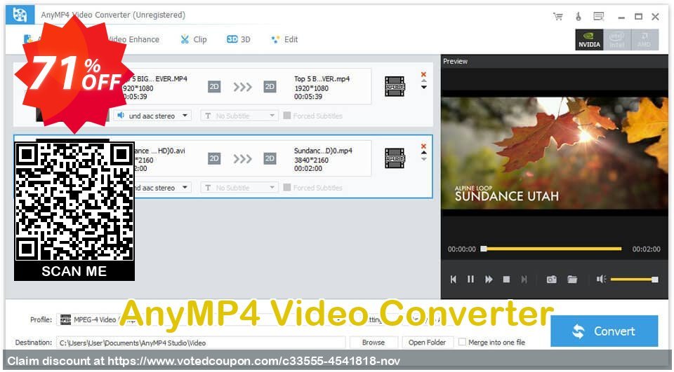 AnyMP4 Video Converter Coupon, discount AnyMP4 Video Converter coupon (33555). Promotion: 
