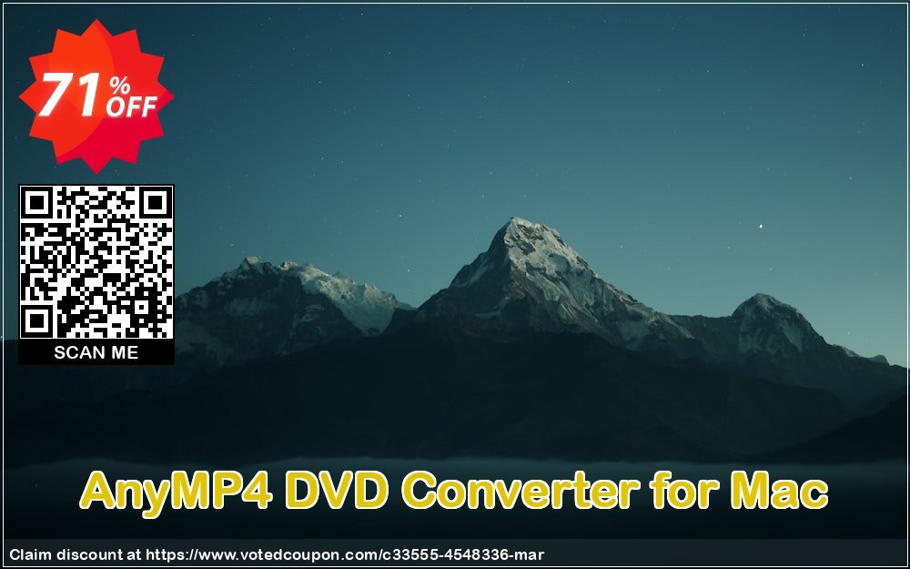 AnyMP4 DVD Converter for MAC Coupon, discount AnyMP4 coupon (33555). Promotion: 50% AnyMP4 promotion